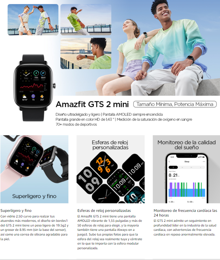 Smartwatch - AMAZFIT GTS 2 mini, NEGRO