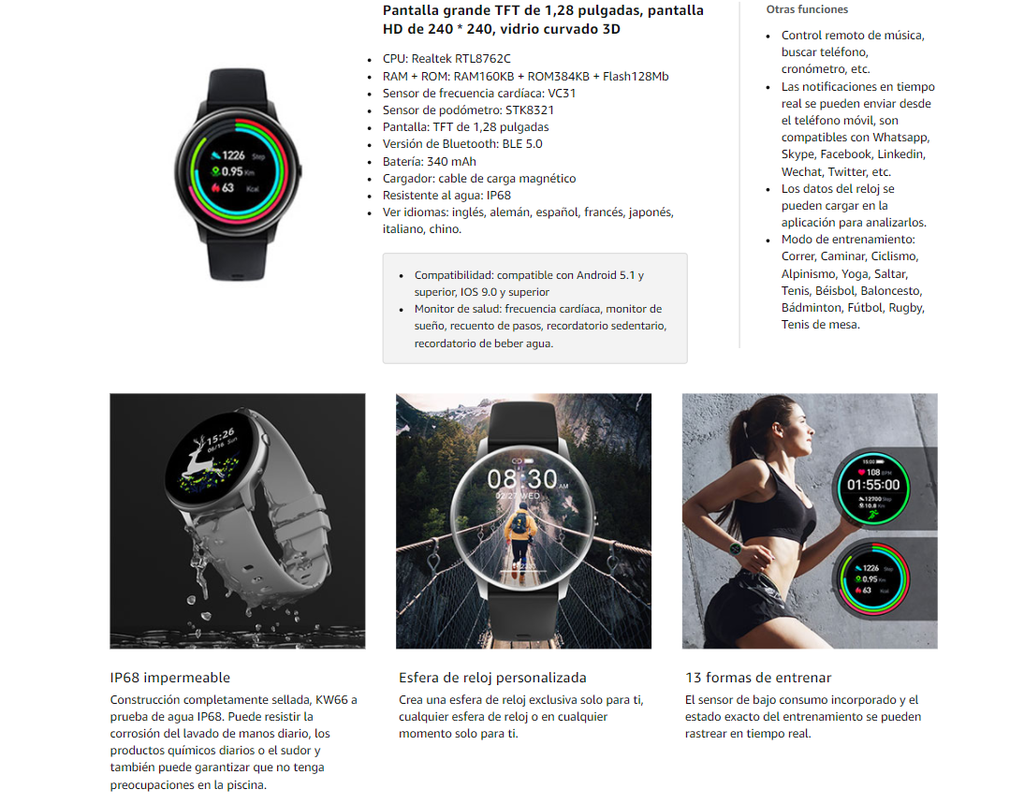 Smartwatch Reloj Inteligente Xiaomi Imilab KW66 Ip68 Agua