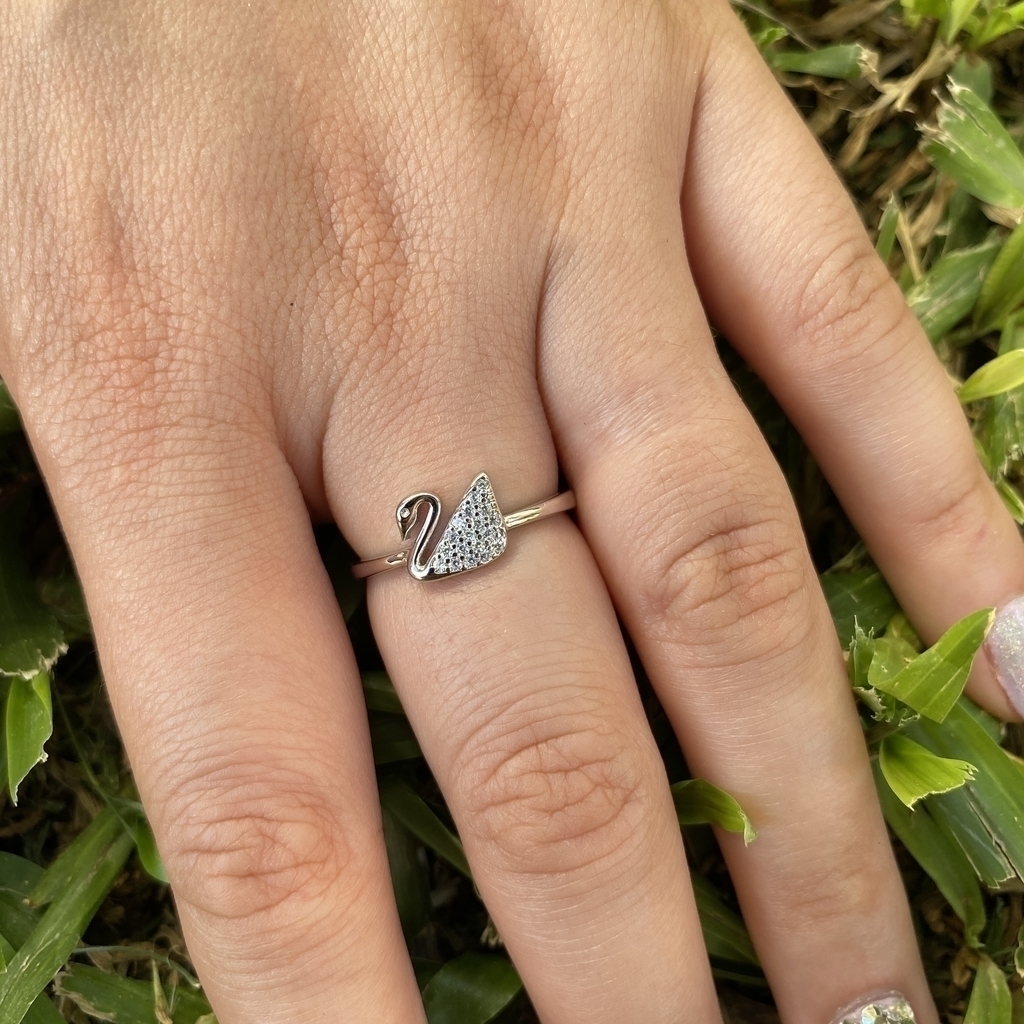 Anillo cisne en Plata 925 con cubics Virgili Ghio