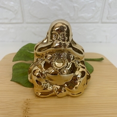 Buda em Cerâmica 7cm Silêncio - Dourado