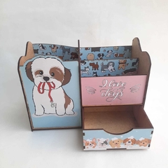 Organizador Porta Treco em MDF - I Love Dogs - MARA ROCHA DECORAÇÃO