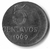 Brasil, 5 Centavos 1969 - Descentralização de disco