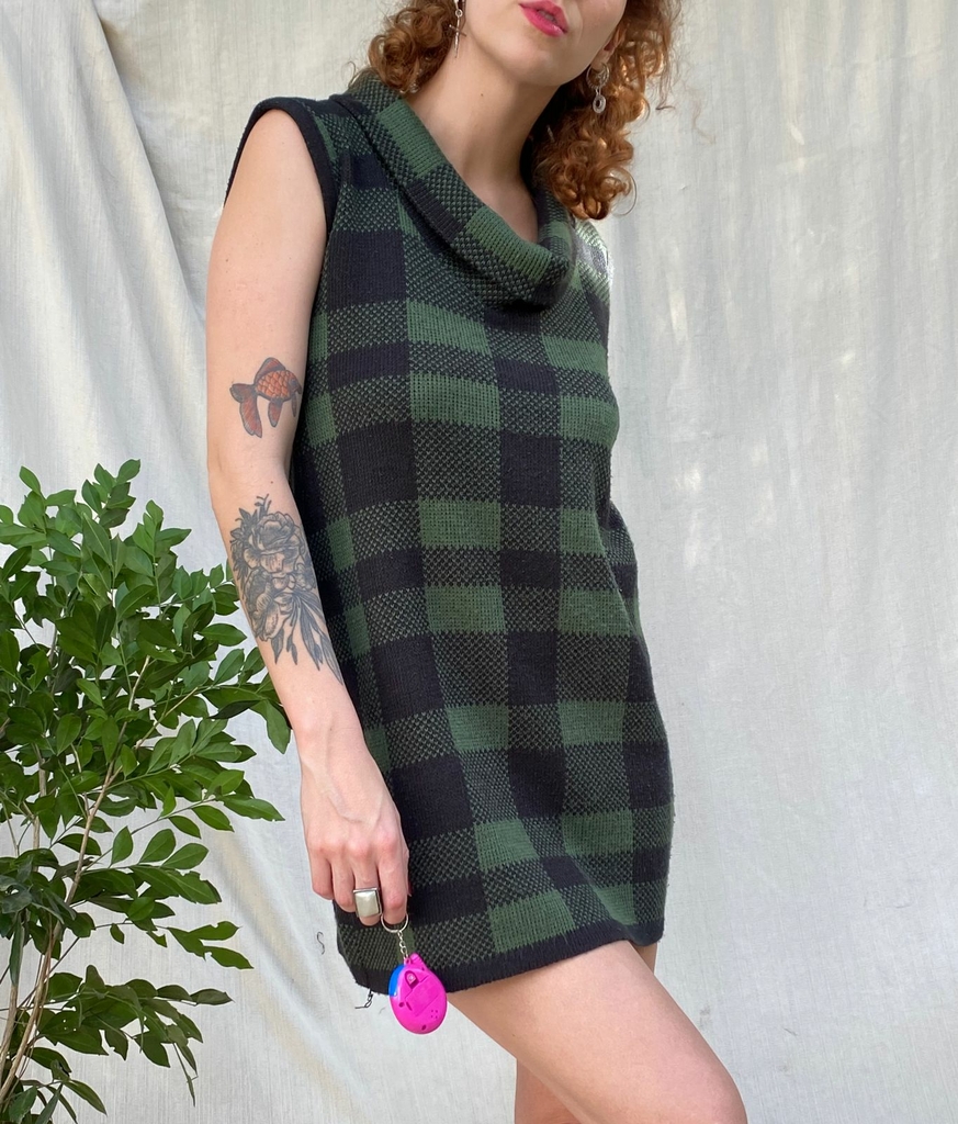 Vestido xadrez vintage 2025