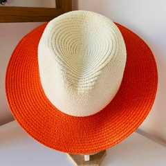 Sombrero Capelina Natural Borde Naranja (ER3733)