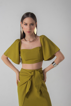 cropped de alfaiataria de viscose com ombreira - comprar online