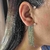 Brinco Ear cuff cravejado + brinco ponto de luz - Turquesa