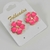 Brinco flor esmaltada pequena mini dália - Rosa neon - comprar online