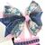 Conjunto infantil laço + kit de pulseiras - Laço azul escuro e rosa com floral e transparente - comprar online