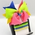 Conjunto infantil laço + kit de pulseiras - Flor Sorriso Colorido Neon