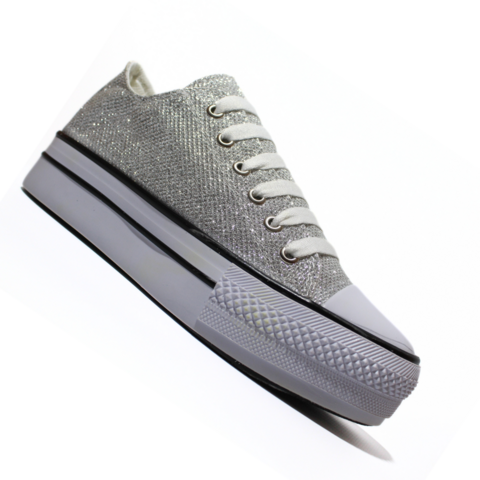 ZAPATILLAS LONA PUNTERA STAR PLATAFORMA GLITER GRIS