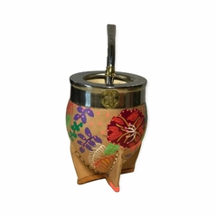 Mate Imperial De Calabaza Con Virola De Acero Pintado A Mano - Matucha