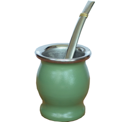 Mate de Acero inoxidable térmico esmaltado con bombilla chata - comprar online