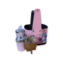 Canasta matera de agarre firme base de madera pintado a mano flores rosa en internet