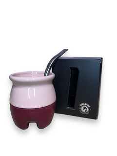 Mate qechua de ceramica siliconado con bombilla y packaging - tienda online