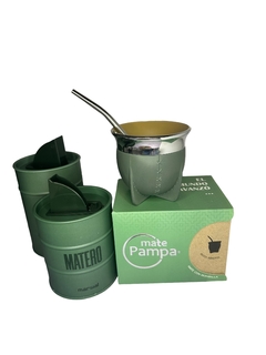 Set mate pampa con bombilla y latas matero