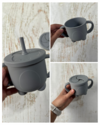 VASO DE APRENDIZAJE ANTIDERRAME + TAPA PARA SNACKS (COLOR GRIS)