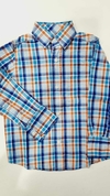 CAMISA A CUADROS AZUL Y NARANJA MARCA KEVINGSTON TALLE 2