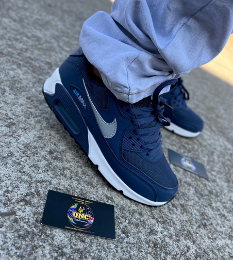 Air max 90 deals preto e azul