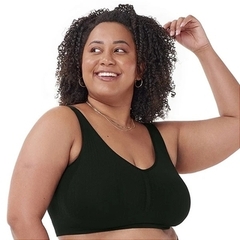 Top Plus Size com Renda e Bojo Removível sem Costura Preto - Cod.ZR0300-072-1745-V02