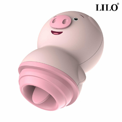 Estimulador clitoriano em formato porco, ao abrir uma pequena boca com língua produz movimentos de estimulaç - Cod.ES013 - Chaves do Amor Moda Intima & Sex Shop