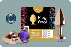 PLUG EM ABS P - Plug Anal em ABS com Pedra Colorida Redonda - Cod.2338 - Chaves do Amor Moda Intima & Sex Shop