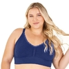 Top Plus Size Jacquard com Renda e Bojo Removível sem Costura Azul Marinho - ZR0300-080-1795-V01