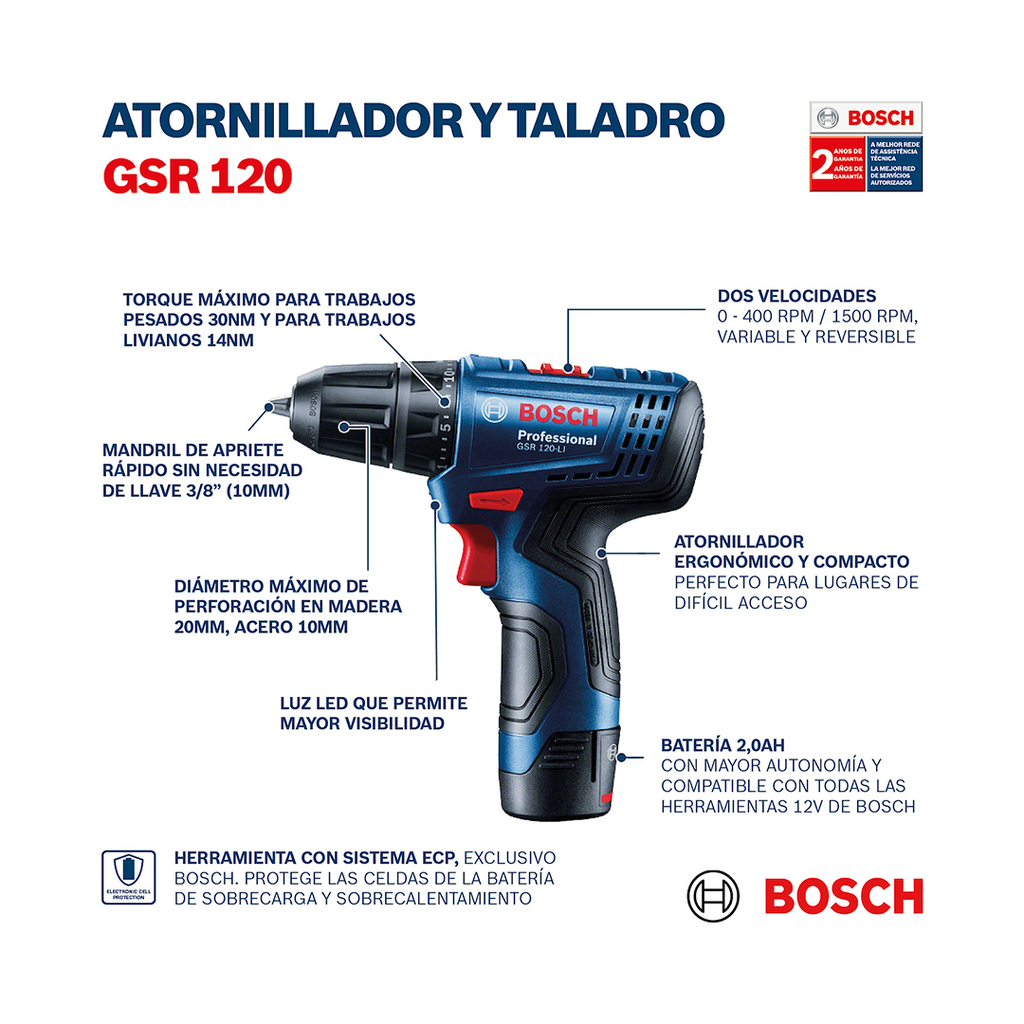 Taladro Atornillador Inalambrico GSR 120-LI Bosch