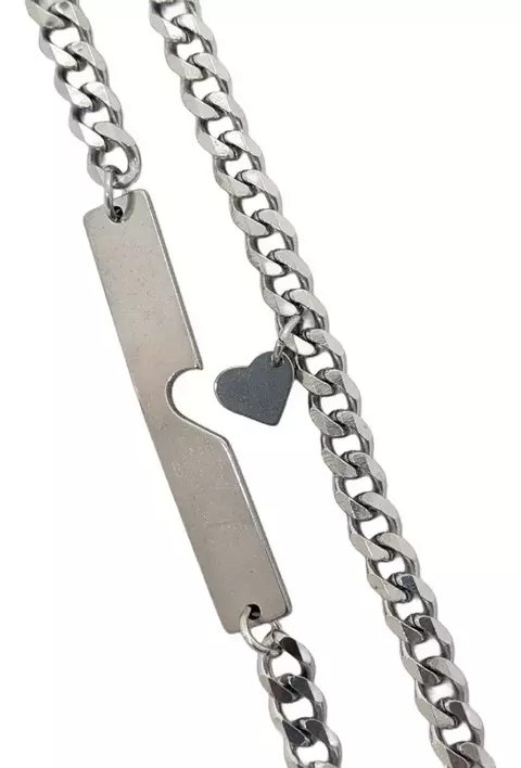 Pulseras Corazon Compartido Barra - Acero Quirúrgico
