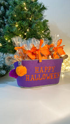 Cesto Happy Halloween de metal - 15x30x15cm