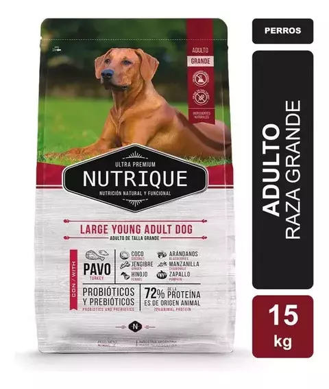 Nutrique Large Young Adult Dog para Perros Adultos de Raza Grande - Sabor Pavo - 15 kg