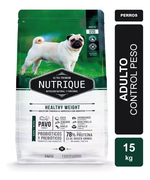 Nutrique Healthy Weight para Perros Adultos - Control de Peso con Sabor Pavo 15 kg