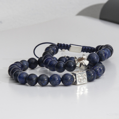 Bracelete Lapis Lazuli Cubo em Prata - comprar online