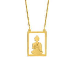 Escapulário Buda com Flor de Lótus Banho de Ouro18k na internet