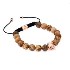 Bracelete Jasper com Cabeça de Lobo Prata - online store