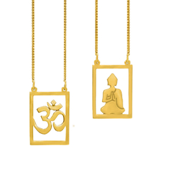 Escapulário Buda com Om Banho de Ouro18k