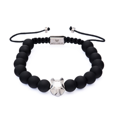 Bracelete Ónix Cabeça de Lobo Prata - buy online