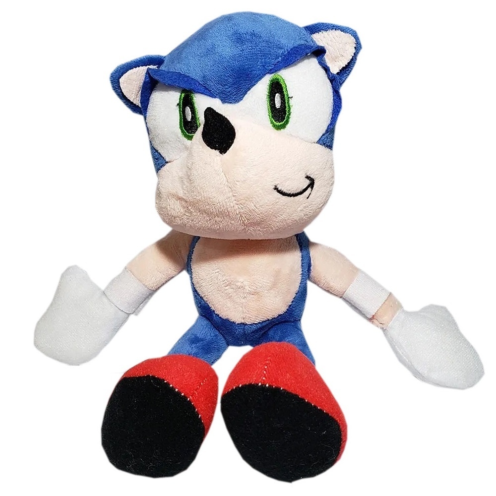 Kit com os três bonecos, Sonic com 30 cm e os menores com 20 cm.