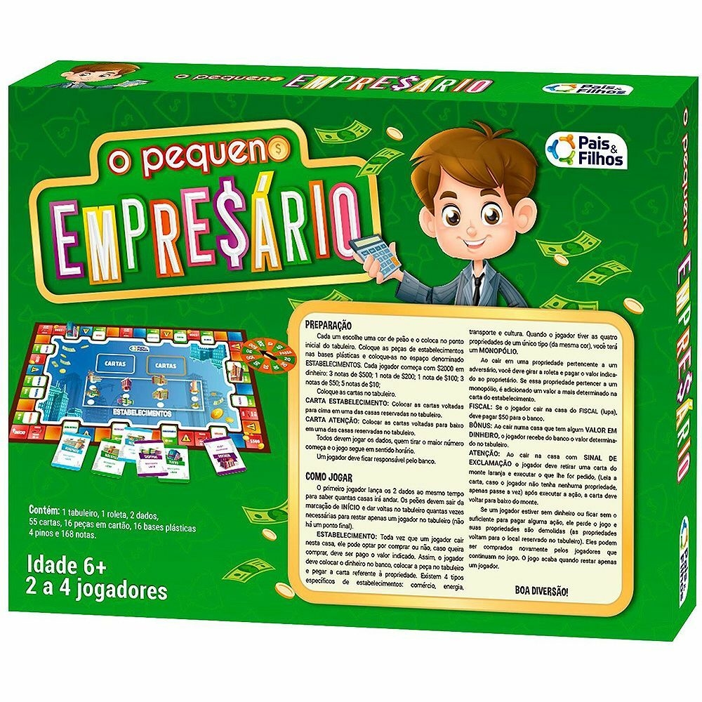 Jogo Tabuleiro O Pequeno Empresário Divertido Pais & Filhos