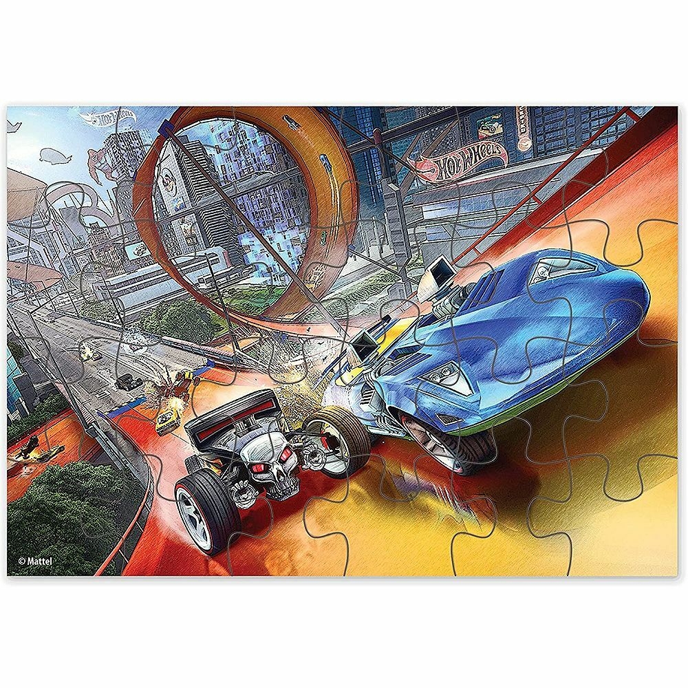 Quebra-cabeça Hot Wheels 24 peças carros de corrida para 3-7 anos Z14