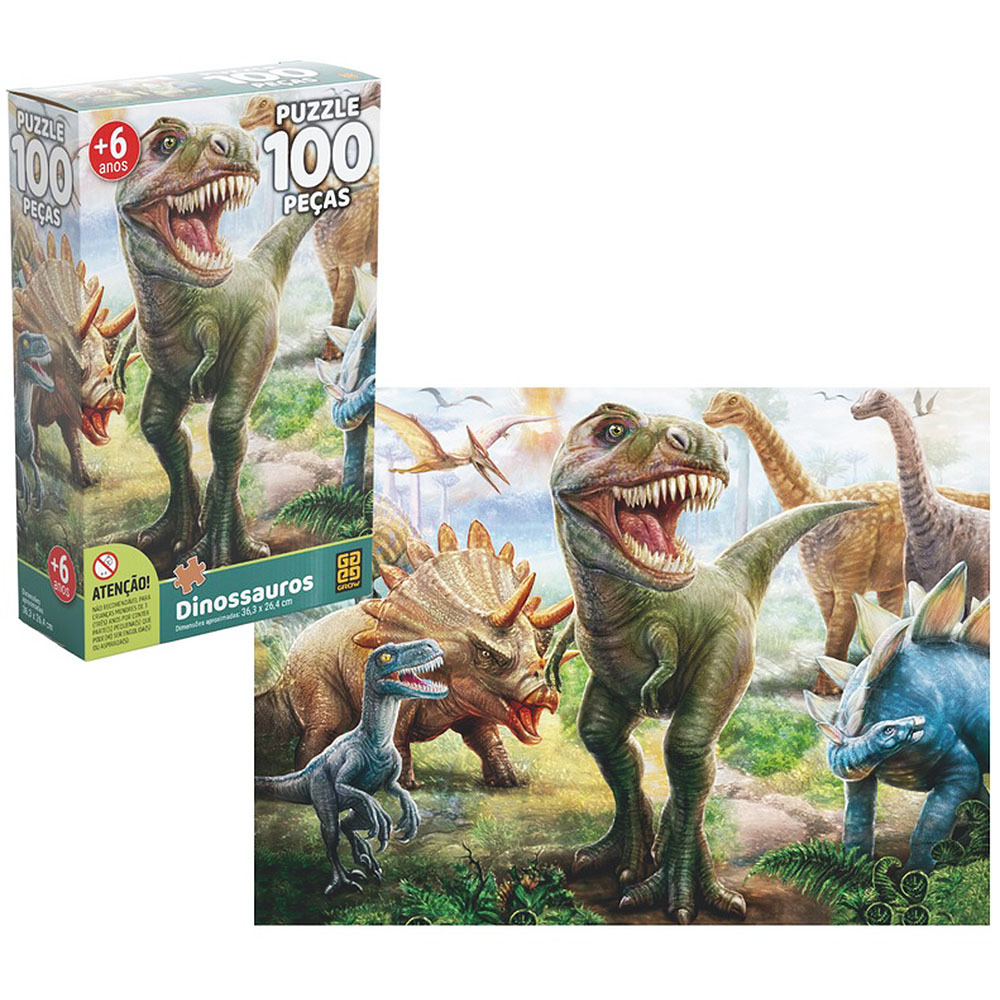 Puzzle 200 peças Batalha dos Dinossauros - Loja Grow