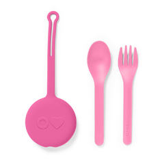 Cubiertos silicona OMIE POD SET - Bubble Pink