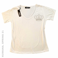 Remera V Litle Crown white PREMIUM