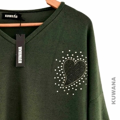 Sweater Escote V Oversize Love Green en internet