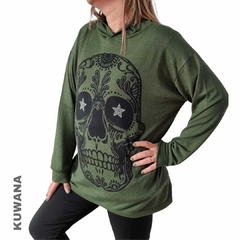 Buzo Hoodie XL OVERSIZE Skull Green