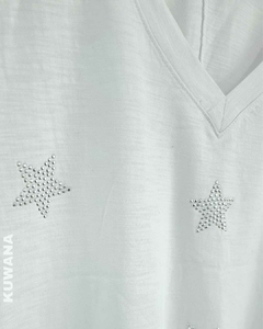Remera V OVERSIZE (XL) FULL STARS WHITE FLAMEE - comprar online