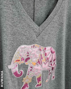 Remera V OVERSIZE (XL) ELEPHANTS GREY - comprar online