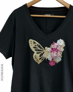 Remera V OVERSIZE (XL) BUTERFLY BLACK - comprar online