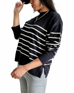 Sweater BREMER RAYADO BLACK - tienda online