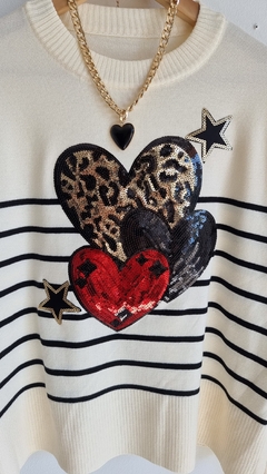 Sweater BREMER RAYADO LOVE PRINT - Kuwana Mayorista