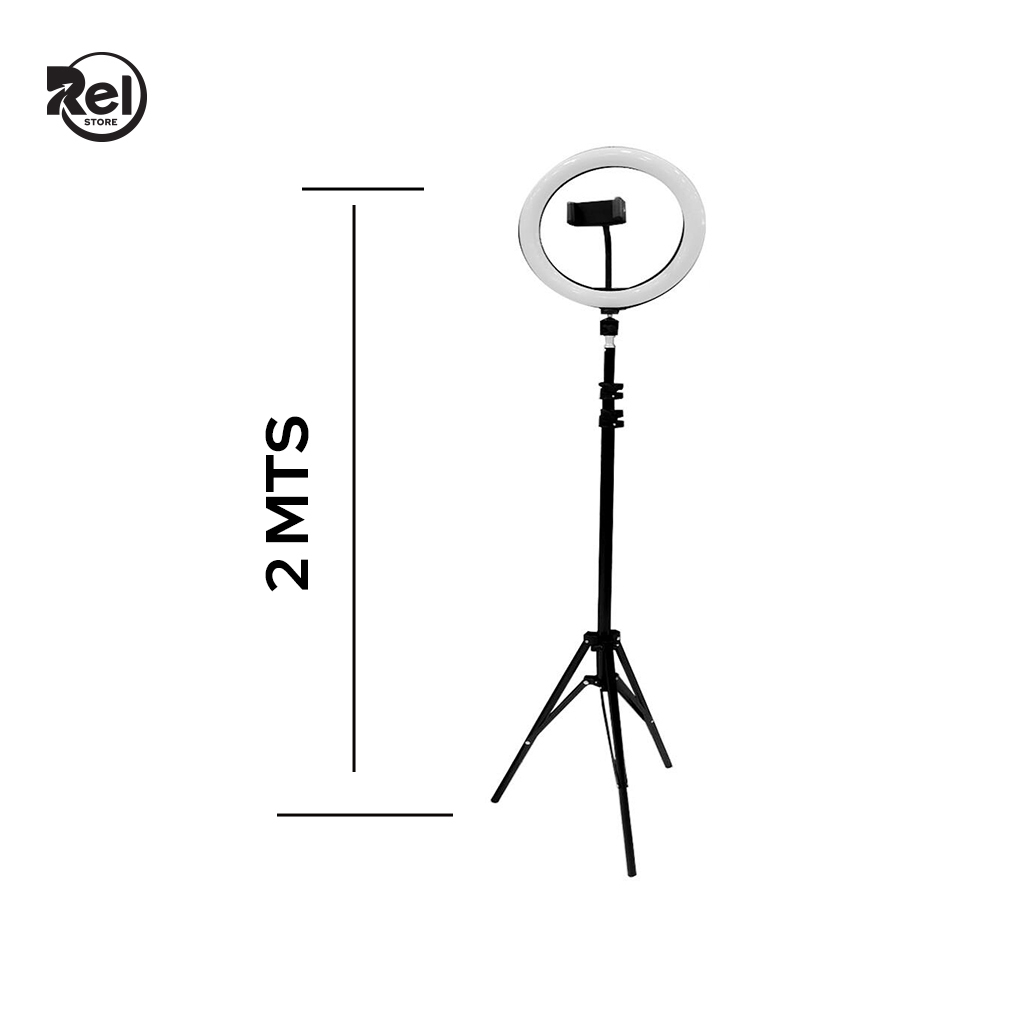 Aro de luz LED con trípode y soporte para dos móviles